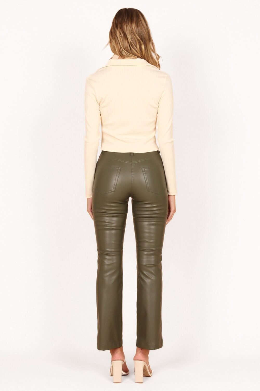 Faux Leather Pants - Olive - Image 3