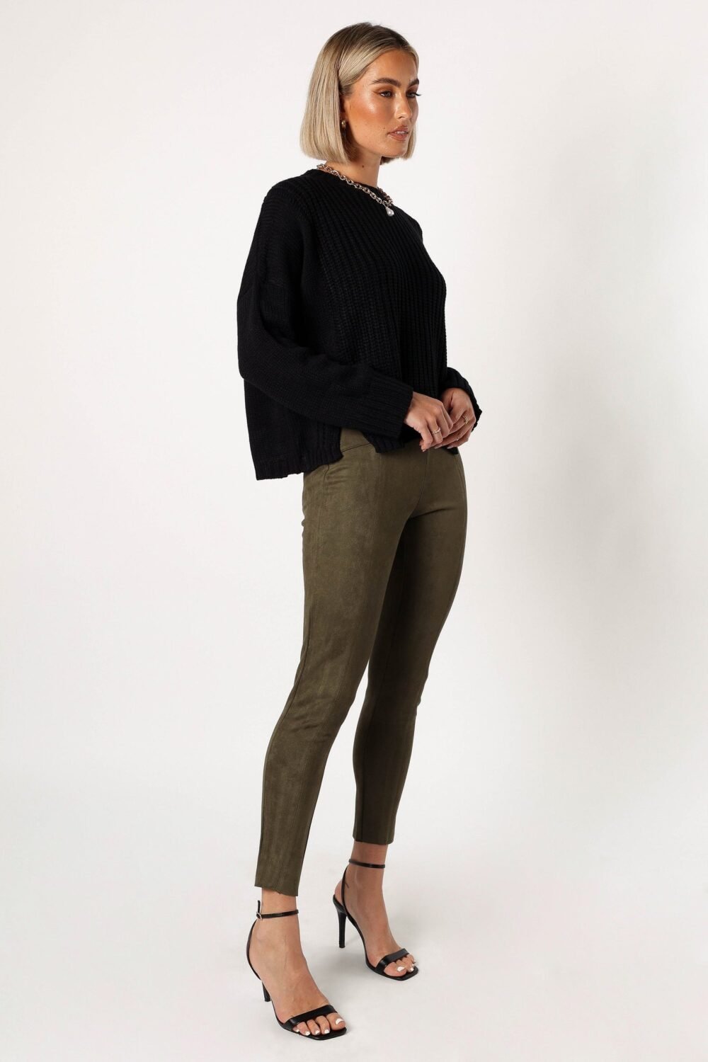 Suede Look Legging - Olive