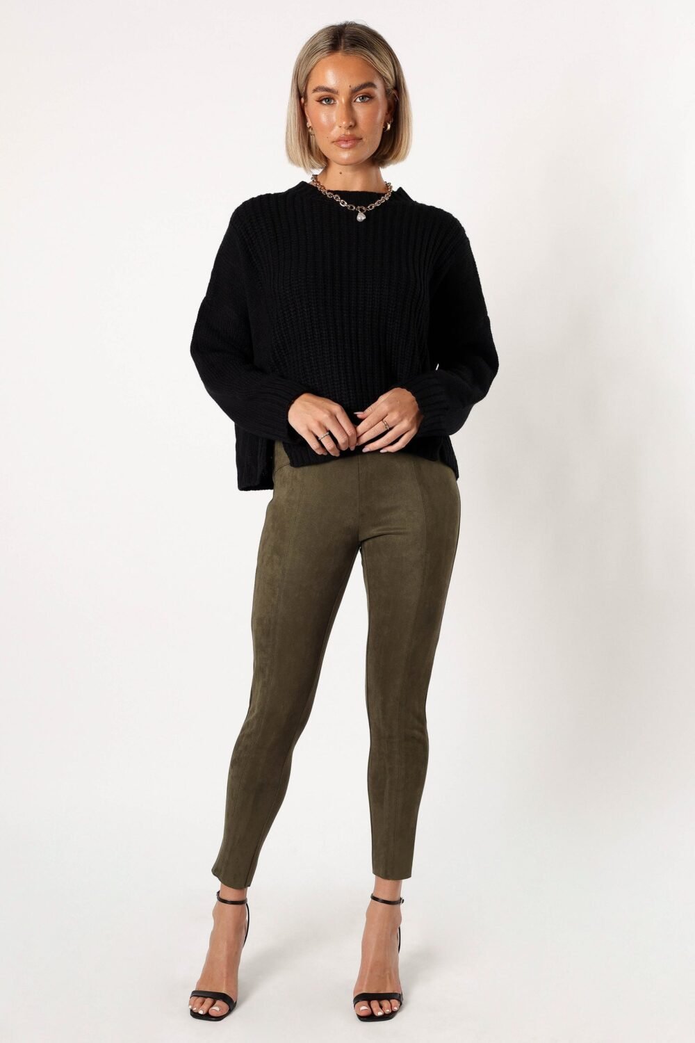 Suede Look Legging - Olive - Image 4