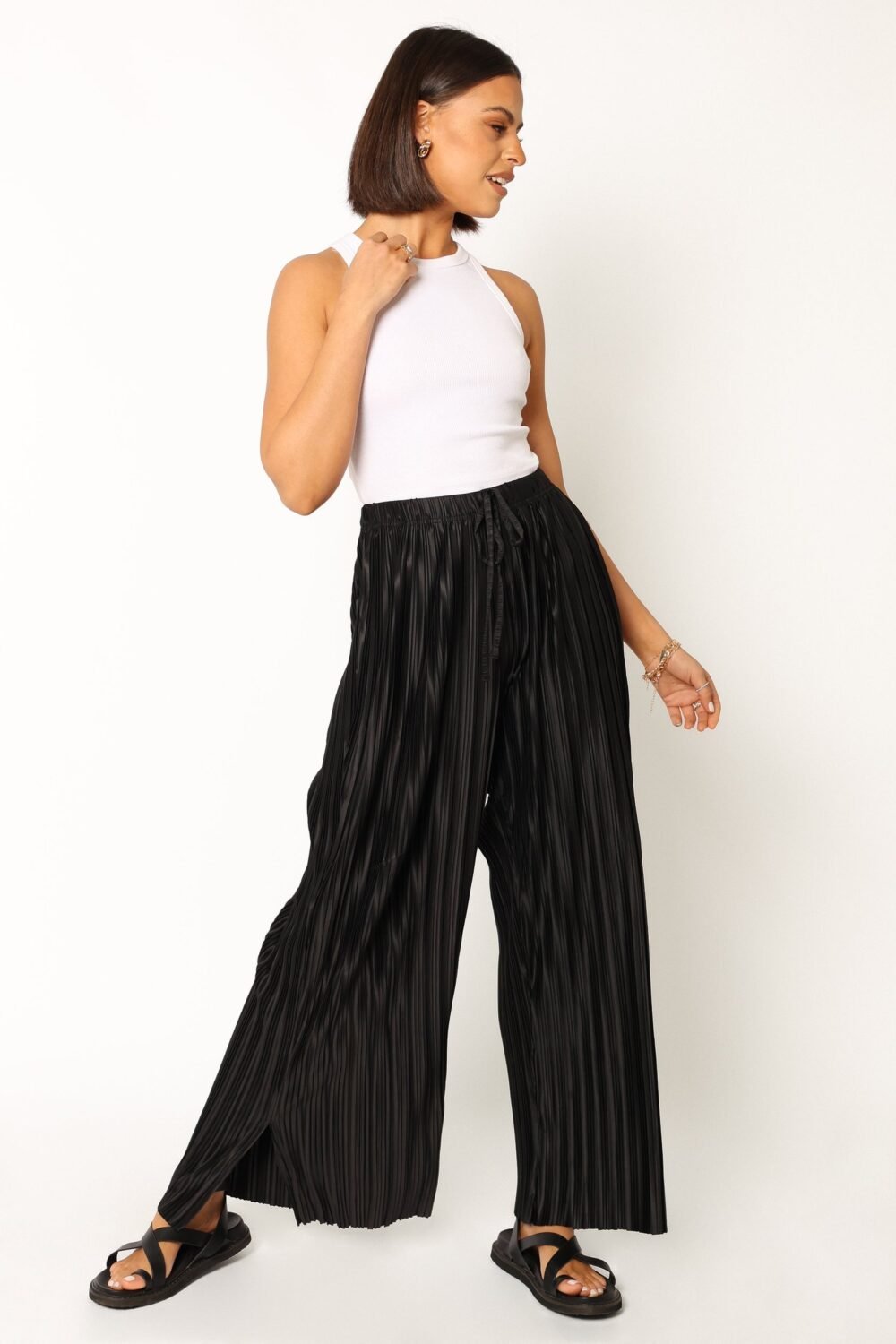 Pleated Pants - Black - Image 3